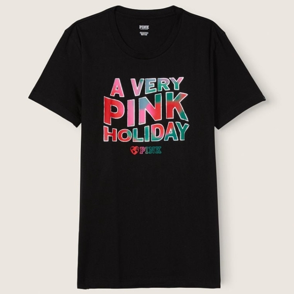 VS Pink Holiday Campus Tee - Picture 1 of 2